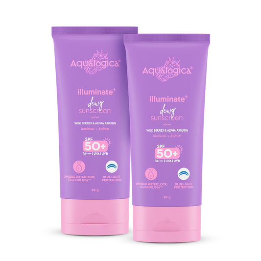 Illuminate+ Dewy Sunscreen SPF 50+ PA++++  with Wild Berries & Alpha Arbutin -  80 g (Pack of 2)