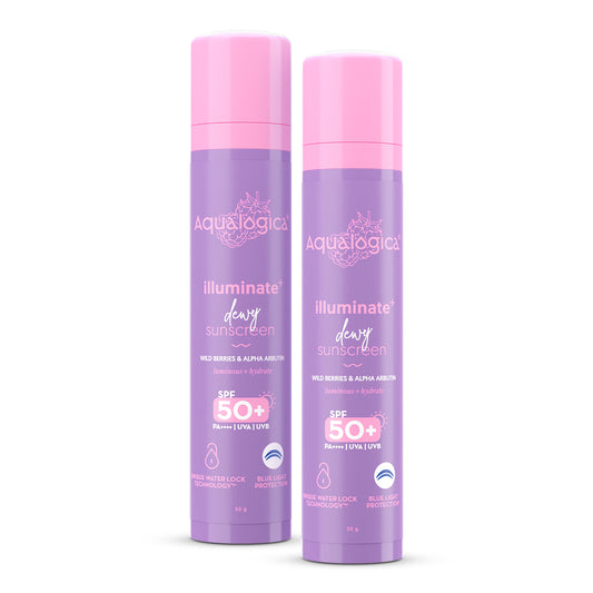 Illuminate+ Dewy Sunscreen SPF 50+ PA++++  with Wild Berries & Alpha Arbutin - 50 g (Pack of 2)
