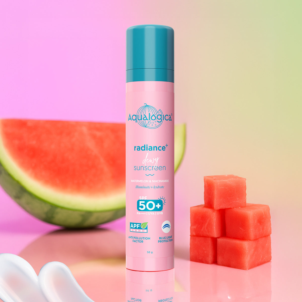 Radiance+ Dewy Sunscreen with Anti Pollution Factor (APF) | Watermelon & Niacinamide with SPF 50 & PA+++ - 50g
