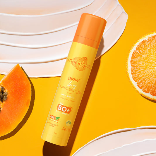 Glow+ Dewy Sunscreen Gel SPF 50+ PA++++  with Papaya & Vitamin C - 50g