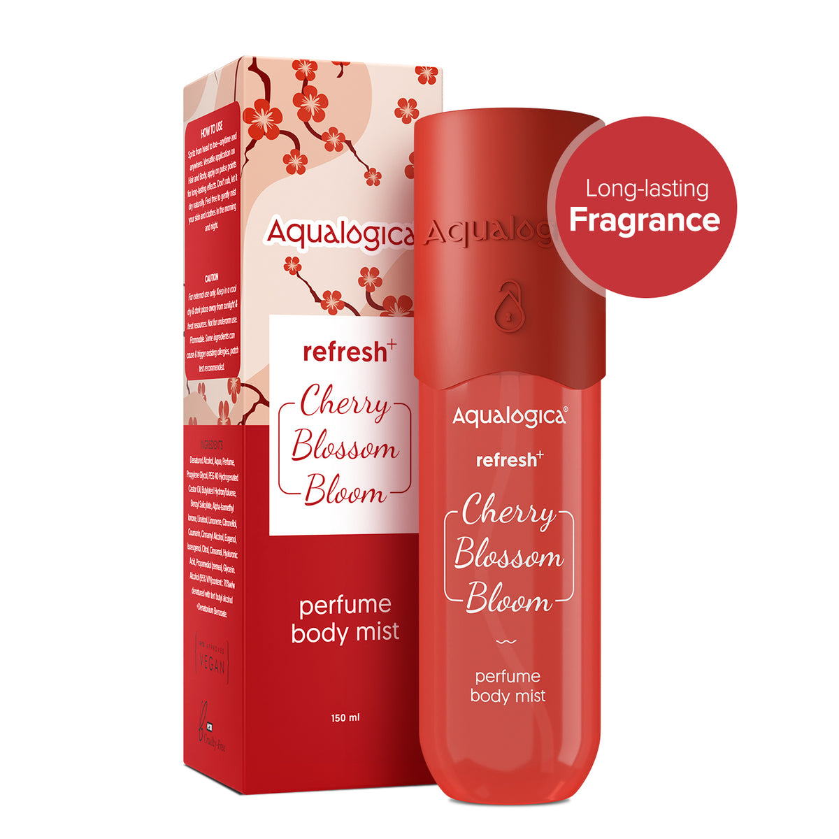 Refresh+ Cherry Blossom Bloom Perfume Body Mist with Zemea and Hyaluronic Acid 150 ml