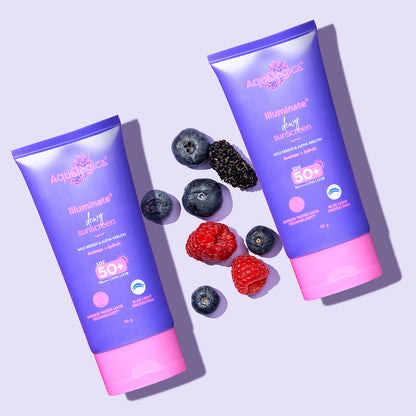 Illuminate+ Dewy Sunscreen SPF 50+ PA++++  with Wild Berries & Alpha Arbutin -  80 g (Pack of 2)