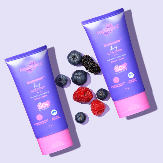 Illuminate+ Dewy Sunscreen SPF 50+ PA++++  with Wild Berries & Alpha Arbutin -  80 g (Pack of 2)