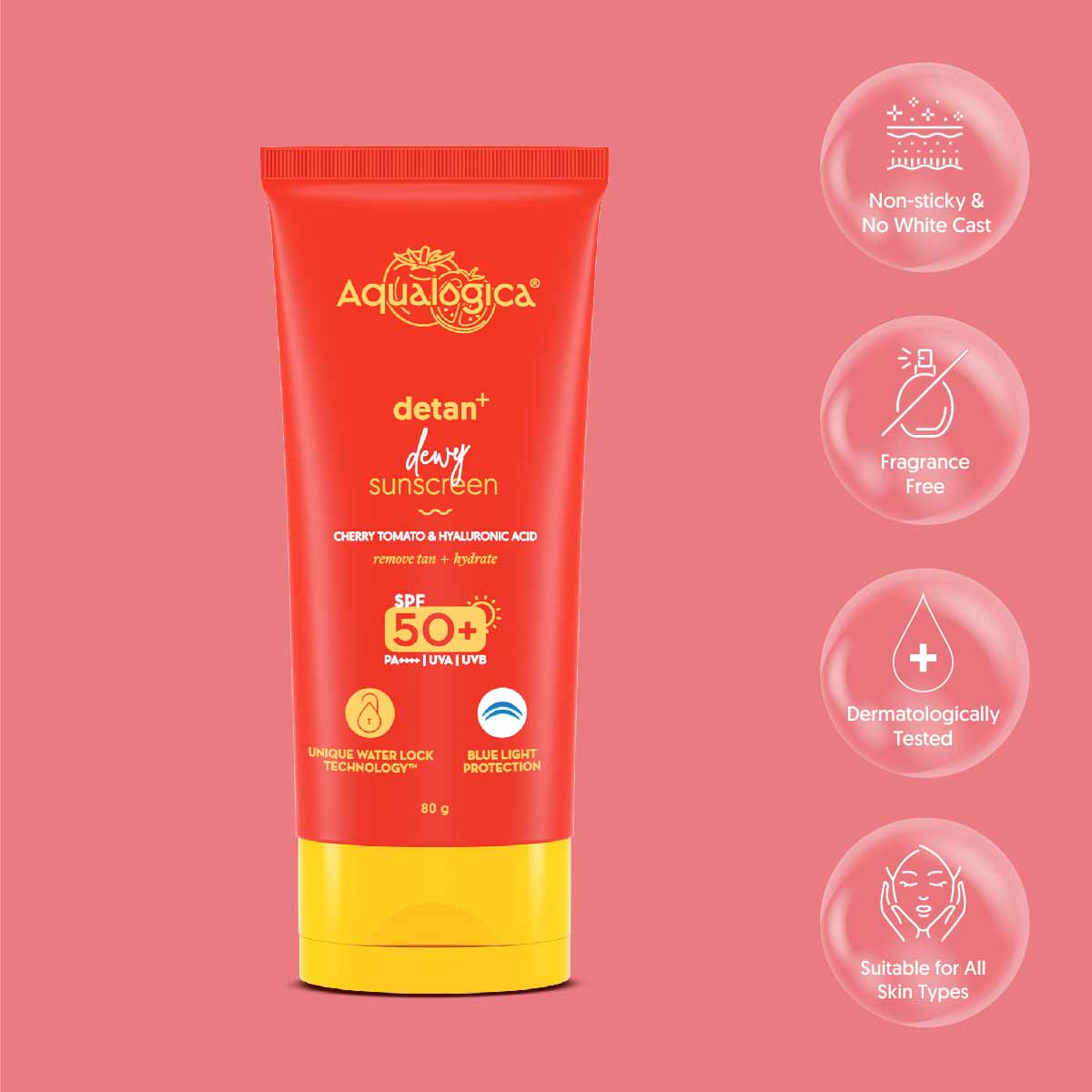 Detan+ Dewy Sunscreen with SPF 50+ & PA++++ for UVA/B & Blue Light Pro ...