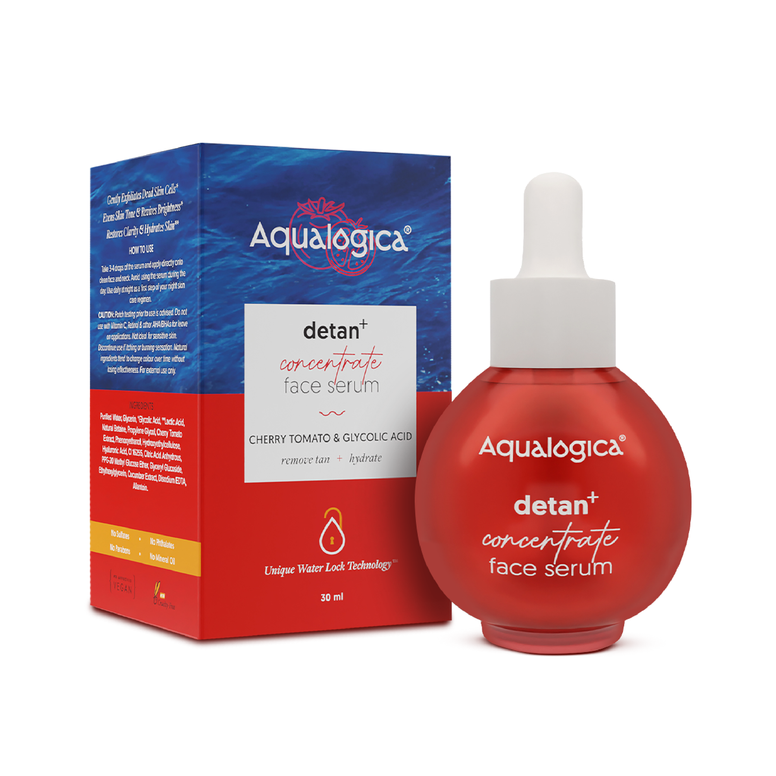 Detan+ Concentrate Face Serum with Cherry Tomato & Glycolic Acid for Tan Removal - 30ml