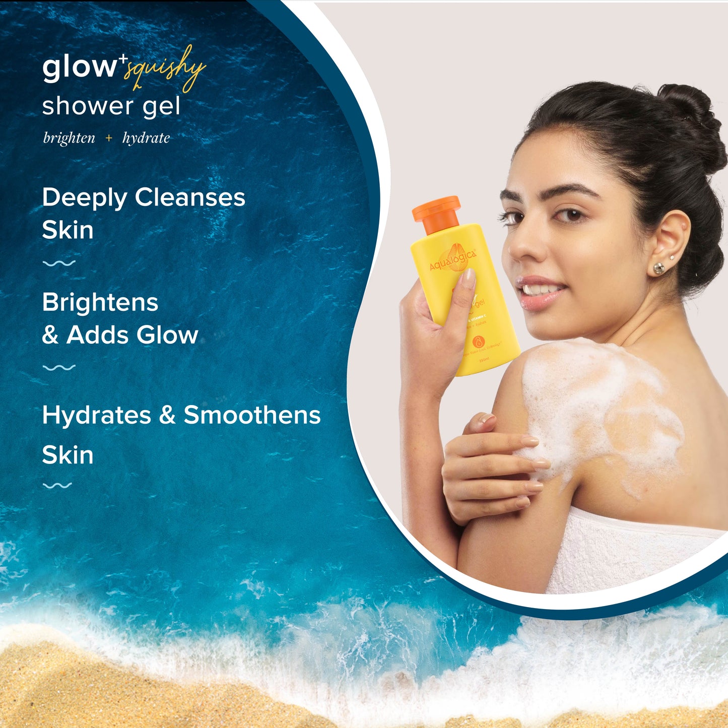 Glow+ Squishy Shower Gel with Papaya & Vitamin C for Glowing Skin - 250ml