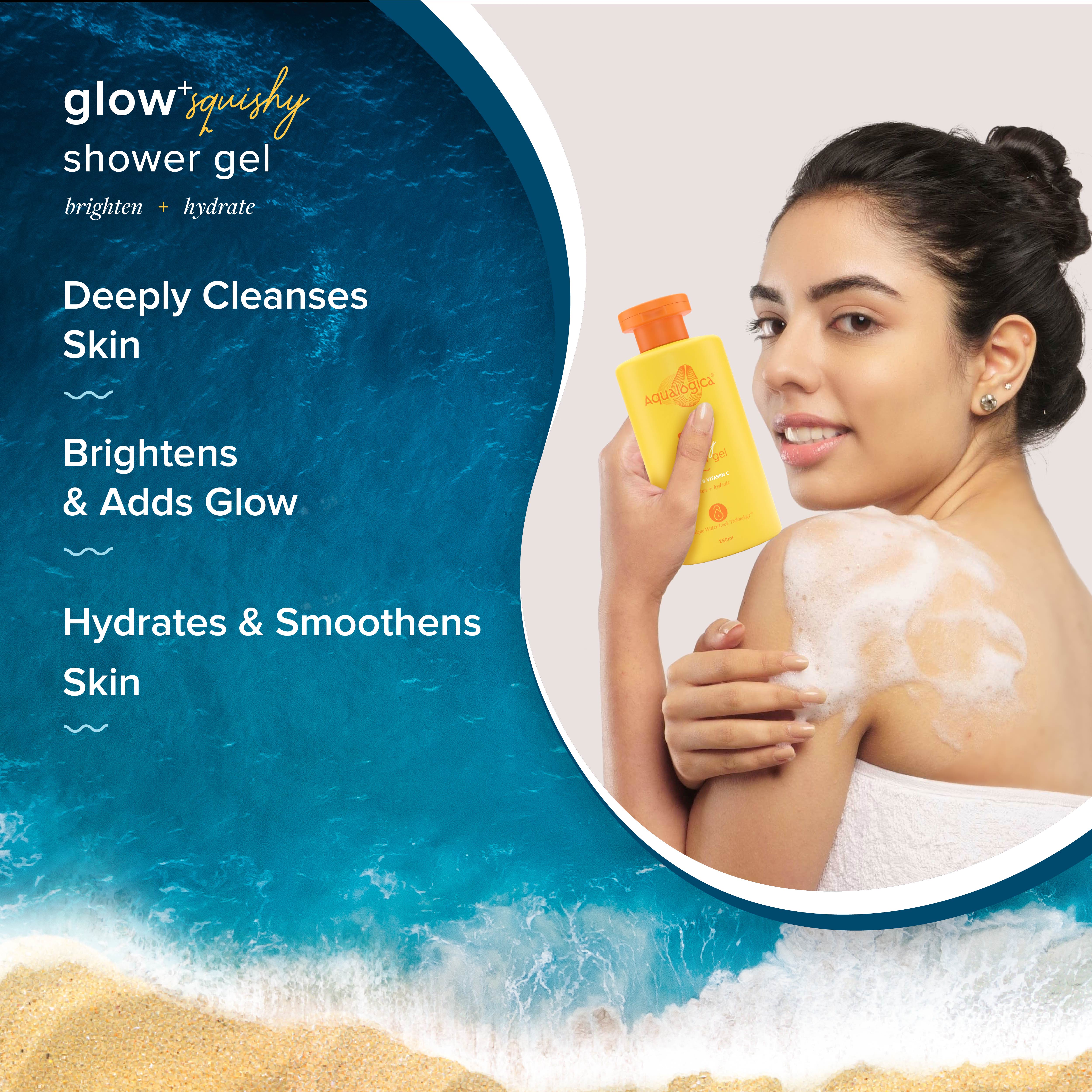 Glow+ Squishy Shower Gel with Papaya & Vitamin C for Glowing Skin - 250ml