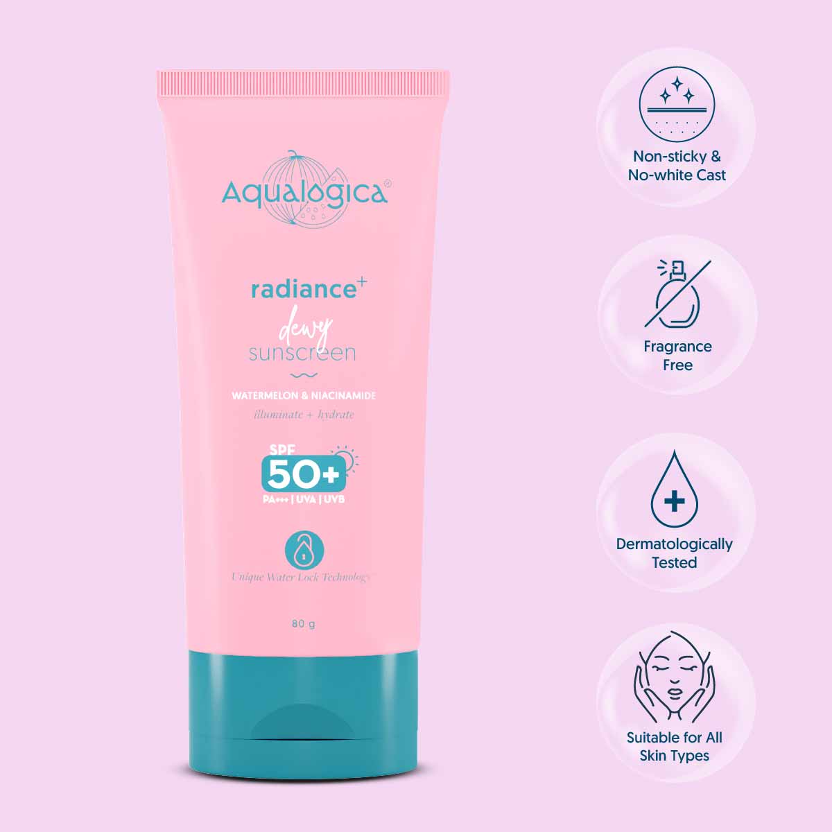 Radiance+ Dewy Sunscreen with SPF 50+ & PA+++ for UVA/B Protection & No White Cast - 80g
